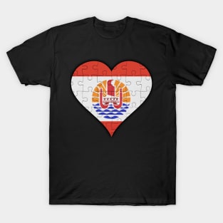 French Polynesian Jigsaw Puzzle Heart Design - Gift for French Polynesian With French Polynesia Roots T-Shirt